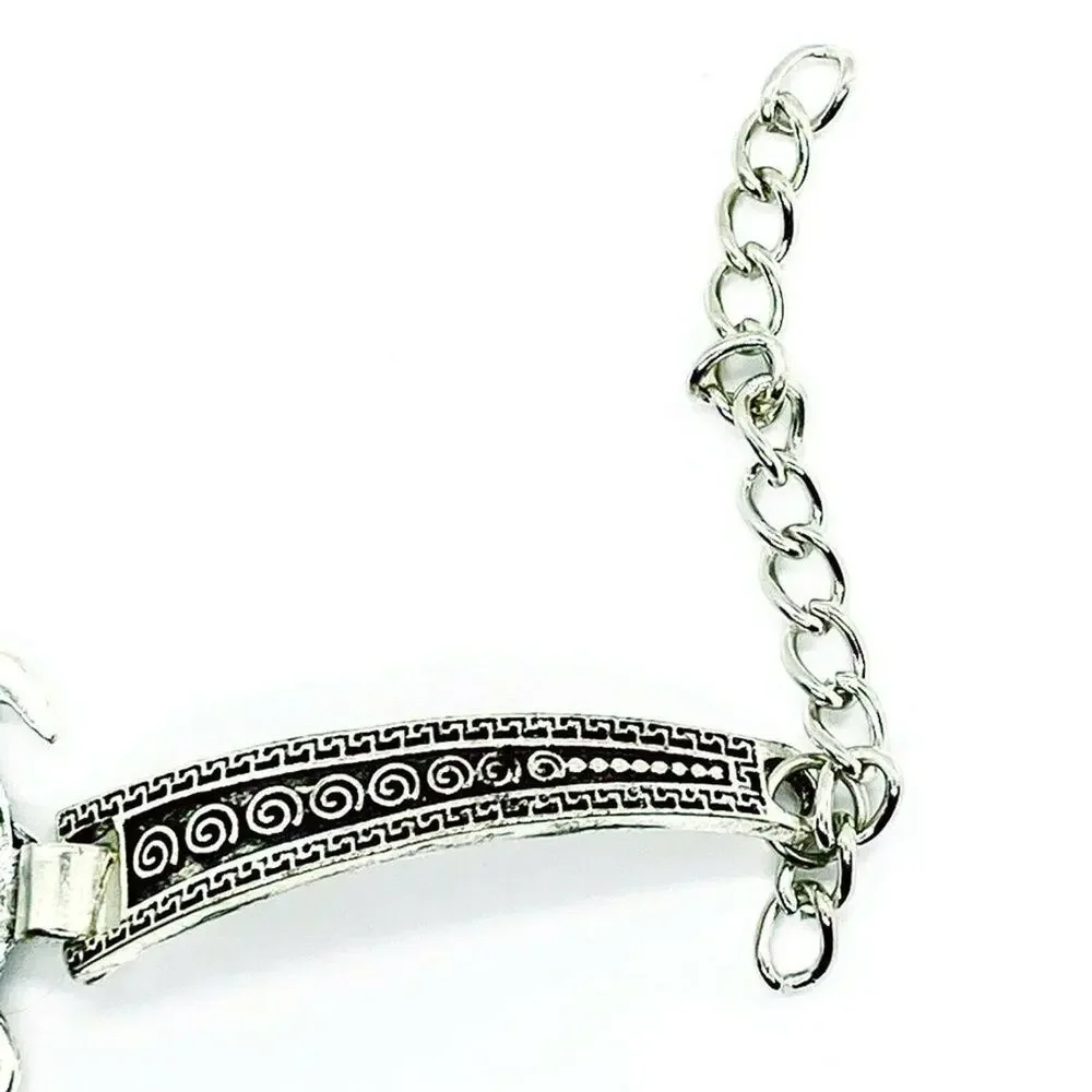Boho Sea Turtle Rhinestone Silver-Tone Bracelet